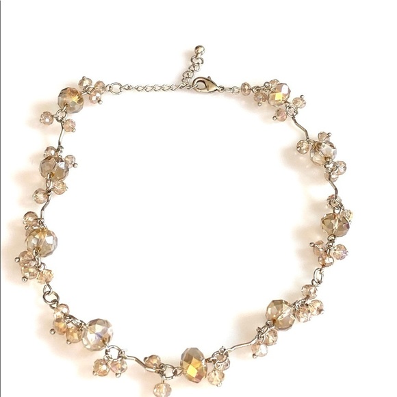 Crystal Fashion Necklace Light Silk Silver Tone 16” - Picture 3 of 6